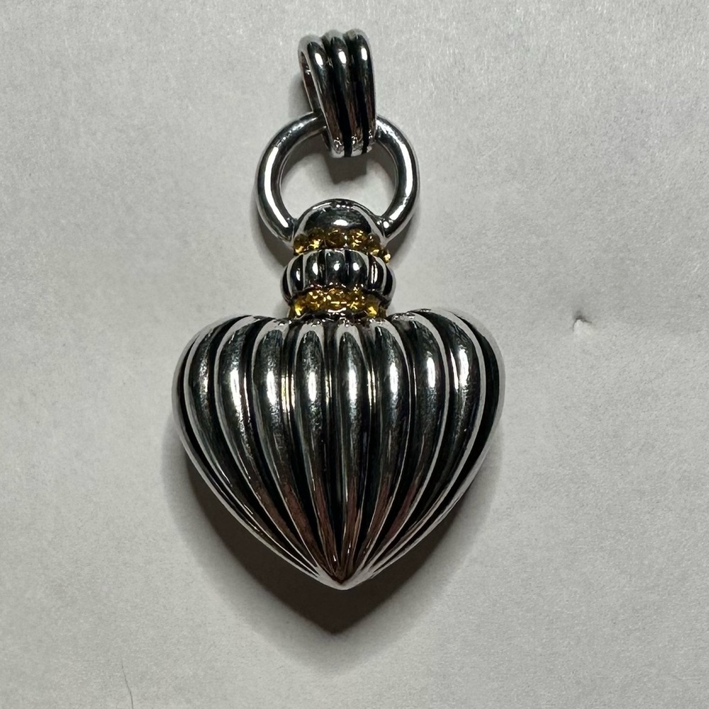 Premier Designs silver gold‎ tone 3D heart charm